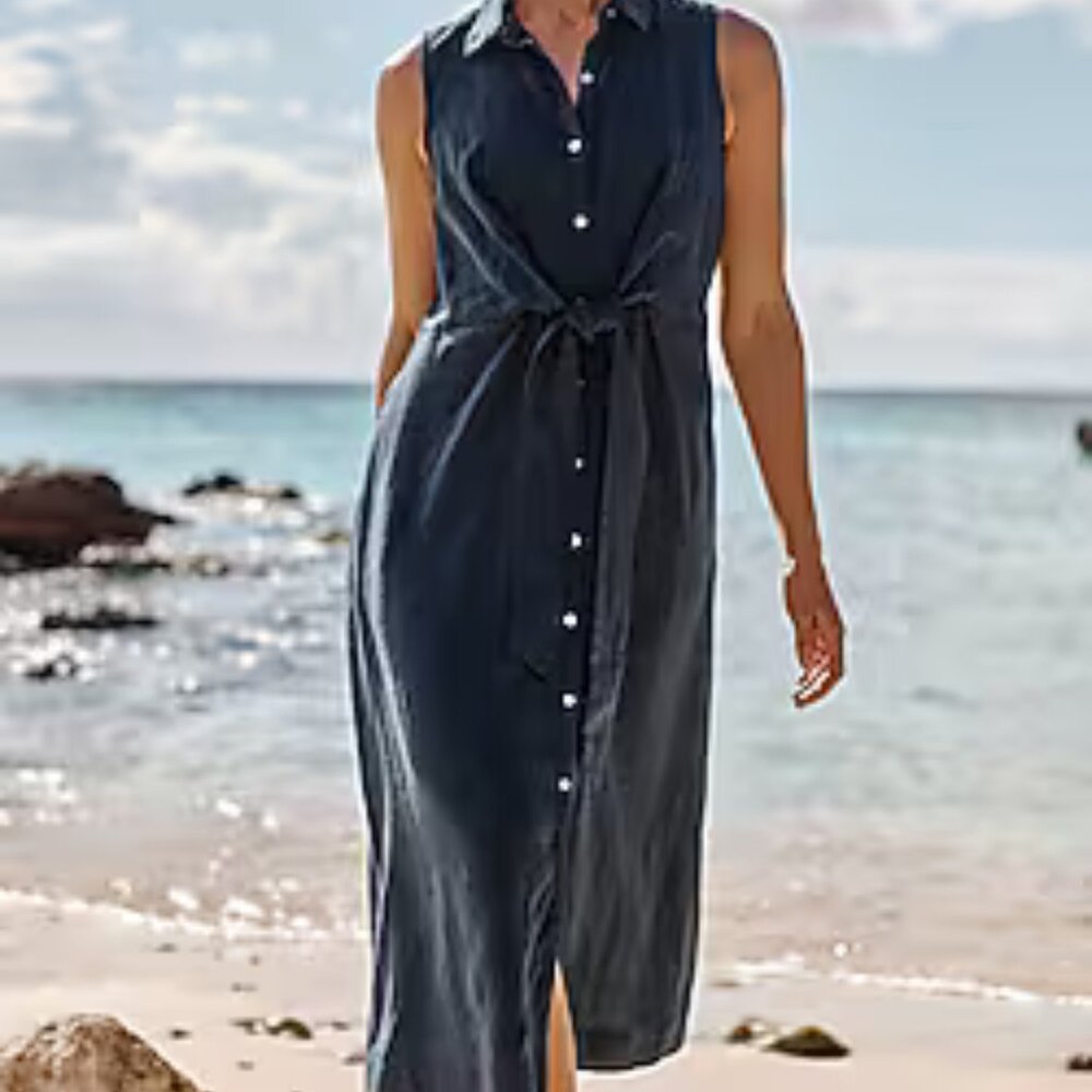 Elegant Navy Sleeveless Dress